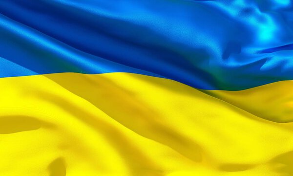 Realistisches Seidenmaterial Ukrainische Flagge Schwenkend Hochwertige Detaillierte Textur Illustration — Stockfoto