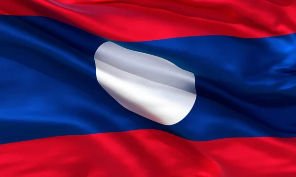 Realistiskt Silke Material Laos Viftande Flagga Hög Kvalitet Detaljerad Tyg — Stockfoto