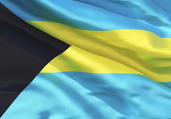 Ρεαλιστικό Μετάξι Υλικό Μπαχάμες Κυματιστές Σημαία Υψηλής Ποιότητας Λεπτομερής Υφή — Φωτογραφία Αρχείου