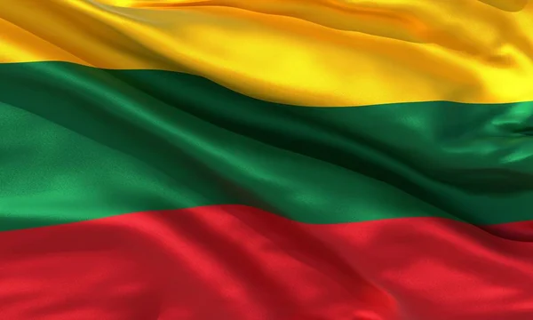 逼真的丝绸材料立陶宛挥舞着旗帜 高品质的细节织物纹理 图库图片