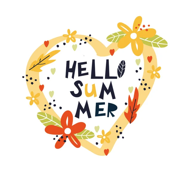 こんにちは夏の手描きプリント — ストックベクタ