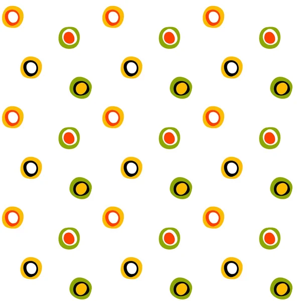 Seamless surface folk circles and spots pattern — Stock Vector