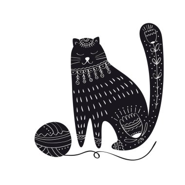 İplik topu olan kedi