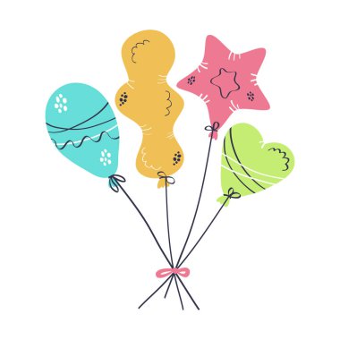 El çizilmiş helyum balonları vektör doodle tarzı