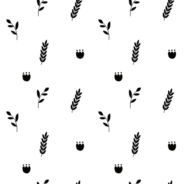 Hand drawn folk floral seamless pattern — Stock Vector