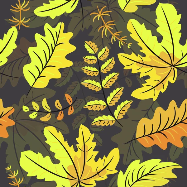Otoño hojas patrón sin costura sobre fondo negro — Archivo Imágenes Vectoriales