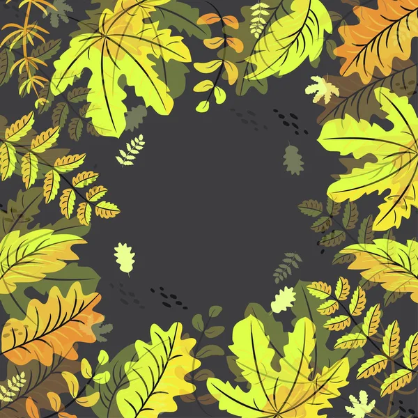 Herbst Blätter Rahmen Hintergrund auf schwarzem Hintergrund — Stockvektor