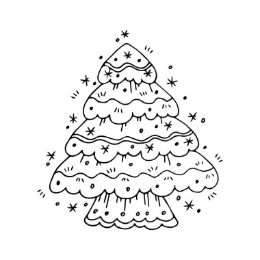 El çizilmiş noel ağacı. Kozalaklı, ladin