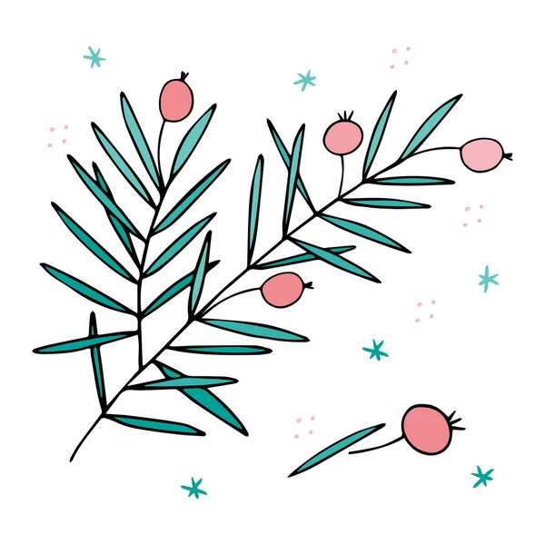 Handgezeichneter Weihnachtsbaumzweig — Stockvektor
