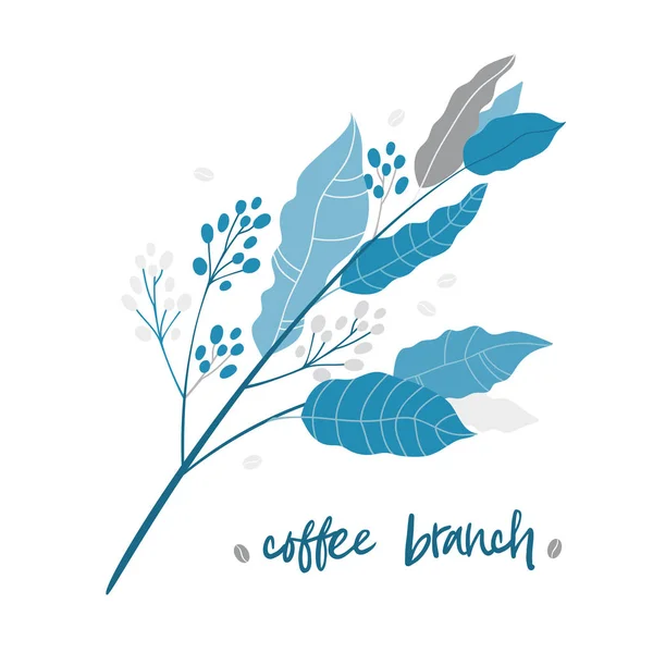Coffee tree branch and grains flat cartoon hand drawn style. Botanical vector illustration. Favorite drink is aromatic coffee.1