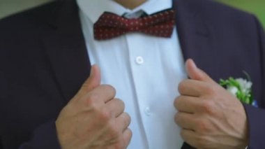 Damat butonniere ve kelebek düzeltir