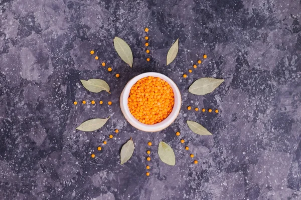 Lentilles Crues Orange Pour Une Bonne Nutrition Santé Dans Une — Photo