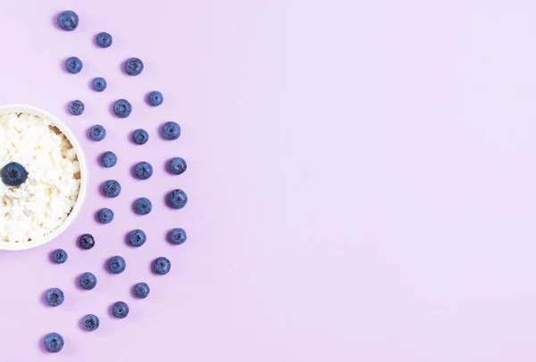 분홍색 공간에 블루베리가 코티지 — 스톡 사진