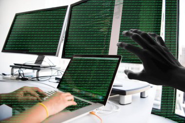 El bir yazılım kodu kapma, hack ve bilgisayar suç kavramı 