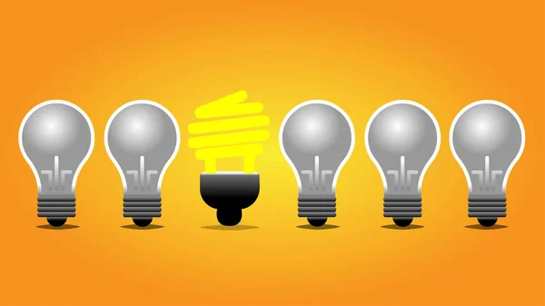 Light Bulb Clip Art Dark Yellow Background — Stock Vector