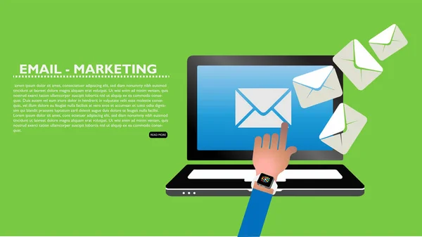 Business Tablet Mit Mail Marketing Vektor Online Werbung — Stockvektor