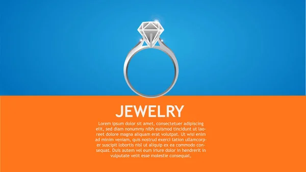 Jewelry Silver Diamond Wedding Ring Gems Vector Flat Icon Luxury — Stock Vector