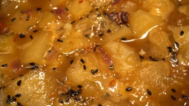 Pineapple Chutney Close While Simmering Fire — Stock Video