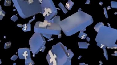 Sosyal medya simgeleri alfa kanalı ile sonsuz döngü üzerinden sinek