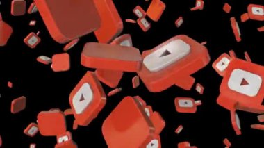 Sosyal medya simgeleri alfa kanalı ile sonsuz döngü üzerinden sinek