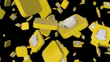 Sosyal medya simgeleri alfa kanalı ile sonsuz döngü üzerinden sinek