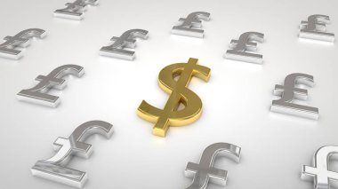 Gümüş Pound sembolleri ile Altın Usd sembolü 
