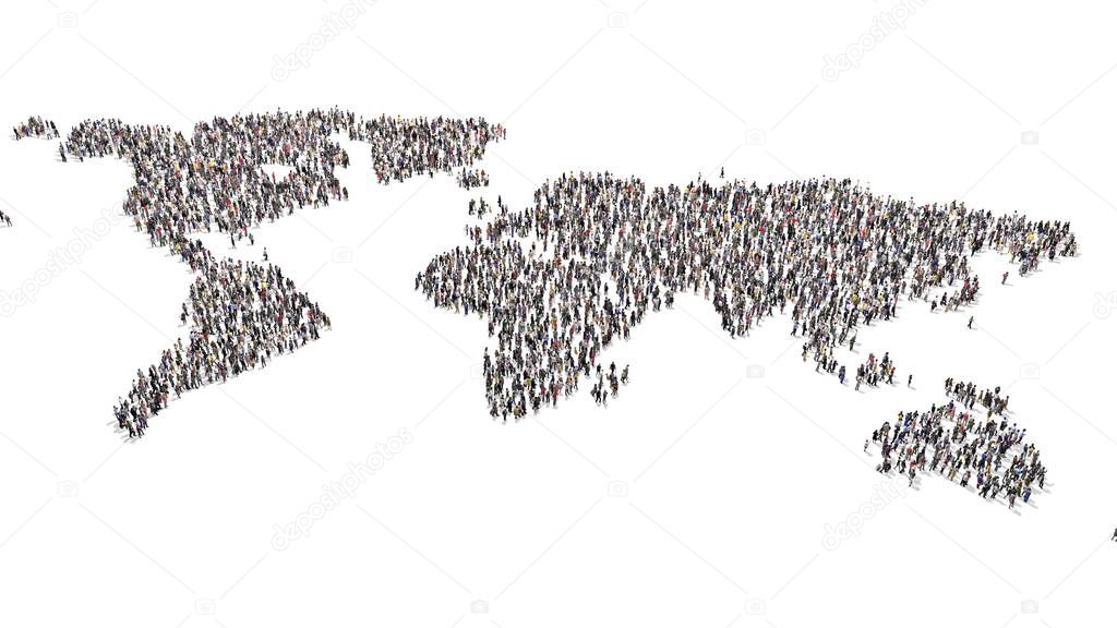People gathering and forming a World map