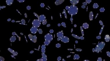 sonsuz bir döngü içinde alfa ile düşen poker yongaları mavi