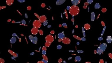 sonsuz bir döngü içinde alfa ile mavi ve kırmızı düşen poker yongaları