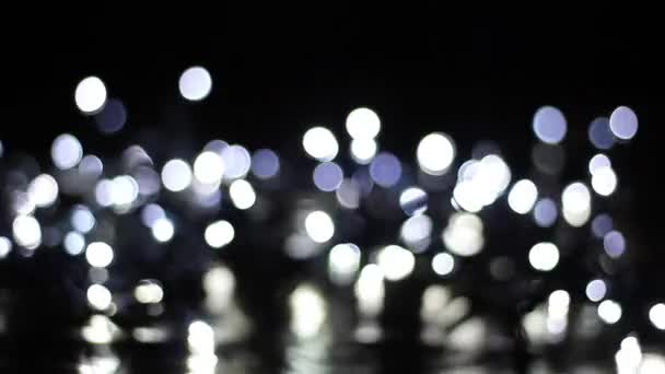 Lampeggianti Luci Bianche Natale Con Bokeh Rotondo — Video Stock