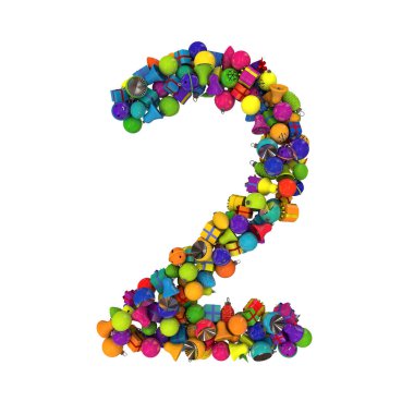 Letters from Christmas ornaments, the number 2