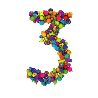 Letters from Christmas ornaments, the number 3