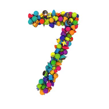 Letters from Christmas ornaments, the number 7