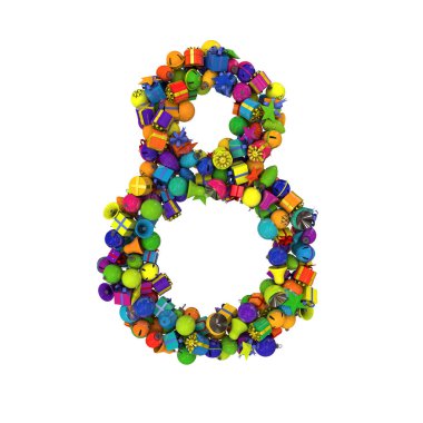Letters from Christmas ornaments, the number 8