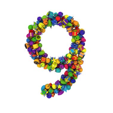 Letters from Christmas ornaments, the number 9