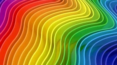 Doğrusal gökkuşağı renklerine sahip 3d animasyon dalgalı arkaplan döngüsü yakın görünüm
