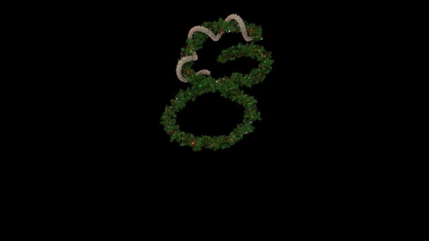 Animated Holiday Text Typography Formed Out Christmas Wreath Blinking Lights — Stock Video