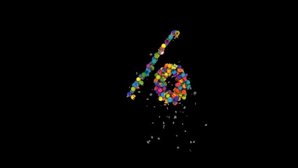 Urlaubsbriefe Typografie Aus Weihnachtsschmuck Animation Mit Schneeflocken Lebendige Zufällige Farben — Stockvideo
