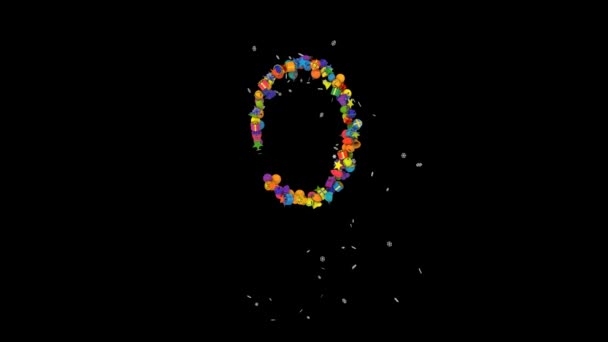 Tipografía Letras Navideñas Animación Adornos Navideños Con Copos Nieve Colores — Vídeos de Stock