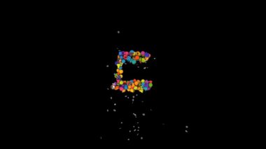 Tatil mektupları, Noel süslerinden tipografi, kar taneleri ile canlandırma, renkli E harfi.