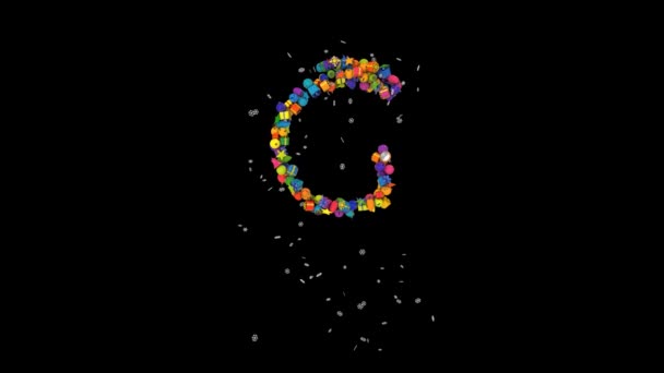 Lettere Festa Tipografia Ornamenti Natalizi Animazione Con Fiocchi Neve Colori — Video Stock