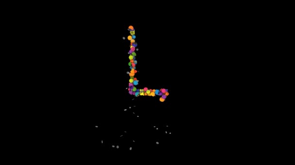 圣诞装饰品中的节日信件排字动画与雪花生机勃勃的随机色彩L — 图库视频影像