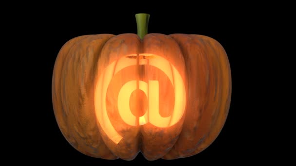 Animato Scolpito Zucca Halloween Testo Dattiloscritto Con Candela Ciclo Animazione — Video Stock