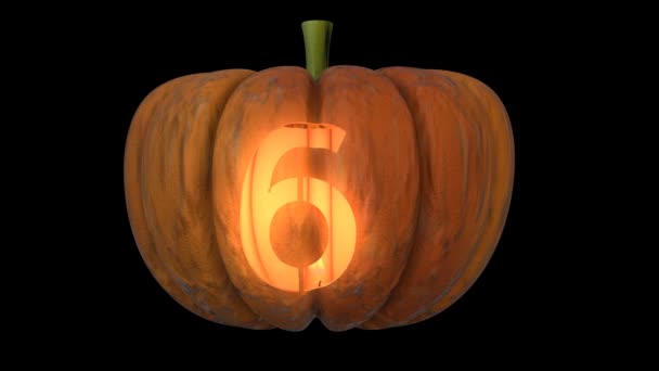 Animated Carved Pumpkin Halloween Text Typeface Candle Light Animation Loop — Stock Video