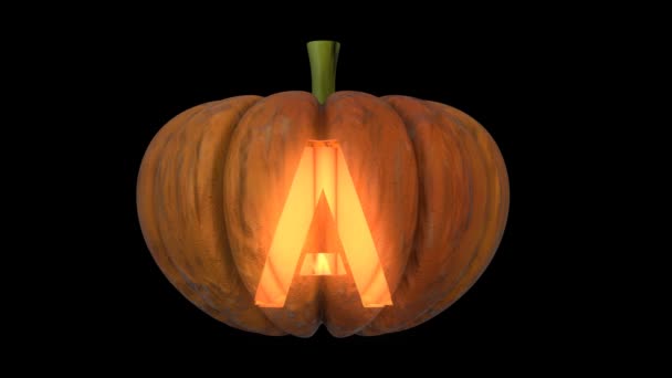 Animado Calabaza Tallada Tipo Texto Halloween Con Vela Lazo Animación — Vídeos de Stock