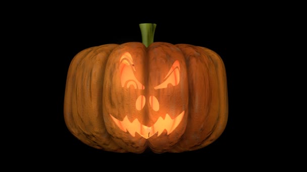 Animato Scolpito Zucca Halloween Faccia Spaventosa Con Candela Ciclo Animazione — Video Stock
