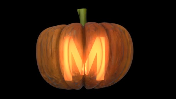 Geanimeerde Gesneden Pompoen Halloween Tekst Lettertype Met Kaars Licht Animatie — Stockvideo