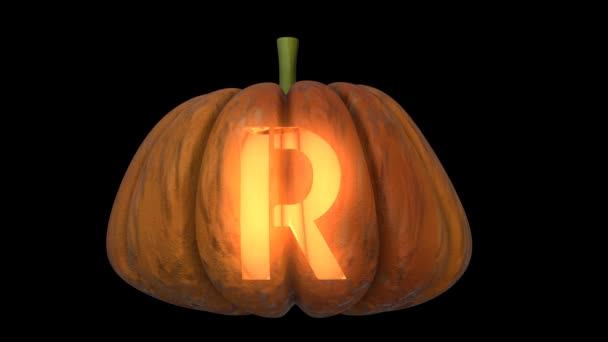 Κινούμενα Σκαλιστά Κολοκύθα Halloween Κείμενο Typeface Κερί Φως Animation Βρόχο — Αρχείο Βίντεο