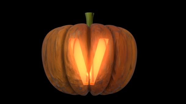Animované Vyřezávané Dýně Halloween Text Písmo Svíčkou Světlo Animace Smyčka — Stock video