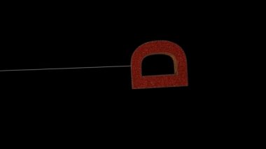 3D animasyon dinamik simler noel süsü yazı tipografi döngüsü alfa kırmızı D ile